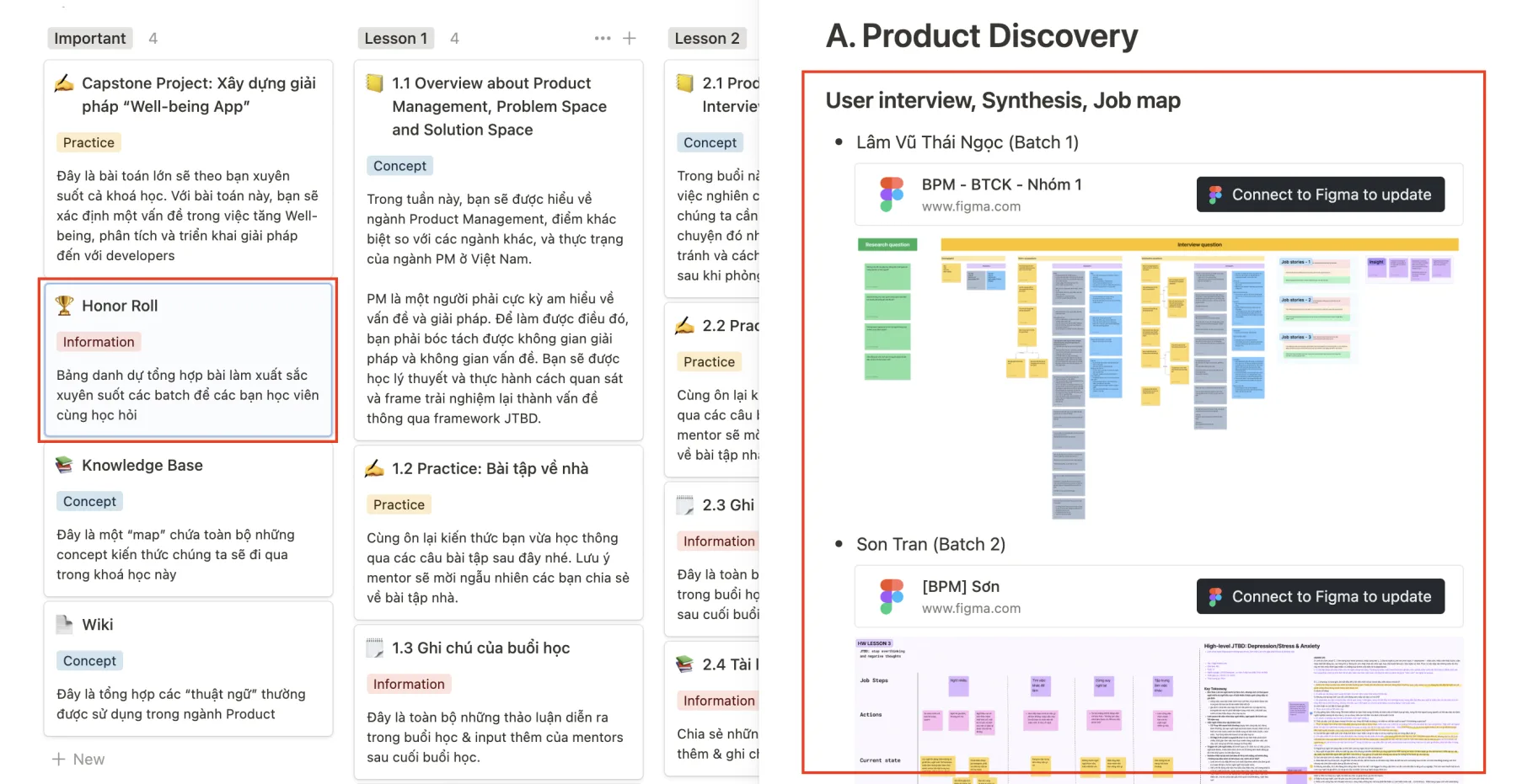 Honor Roll: bài tập Product Discovery xuất sắc của học viên